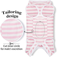 Comprehensive Post-Surgery Dog Recovery Suit: Premium Cotton - Pink and White Striped / L-(13~16lb) | Chest(~17.5") - image 3