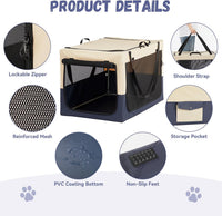A 4 Pet 36-in Foldable Soft-Sided Dog Crate for Large Dogs – Essentials for Dogs - Blue+Beige / 36.0"L x 24.0"W x 23.0"H - image 3