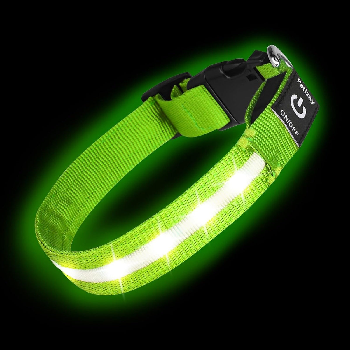 Super Bright LED Dog Collar, Waterproof Light up Collars – Essentials for Dogs - M (Width:1",Length:14.5" - 19.5") / Green