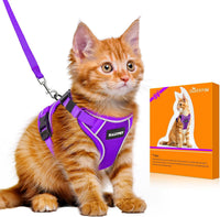 Cat Harness and Leash Set, Escape Proof Kitten Harness, Black - H600 Pro Purple / X-Small (4-6lb)