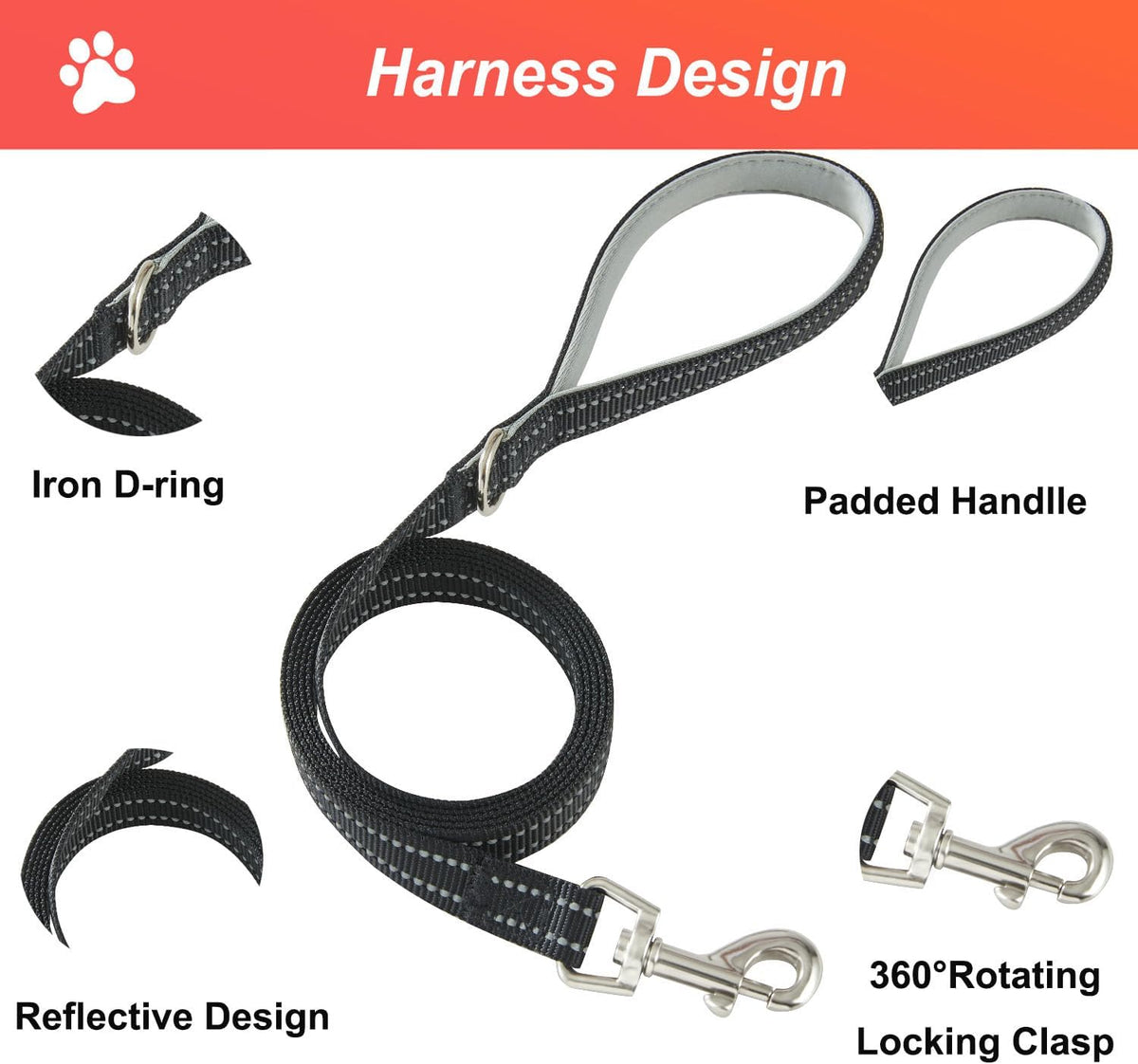 Hipubby Dog Harness Small Sized and Leash Set - Black Pink / L (Chest: 18.8"-20.8") - image 4