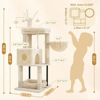 Heybly Cat Tree, 45.3" Cat Tower for Indoor Cats with Large Perch HCT202SG – Essentials for Cats - 45.3 inch / Beige - image 3