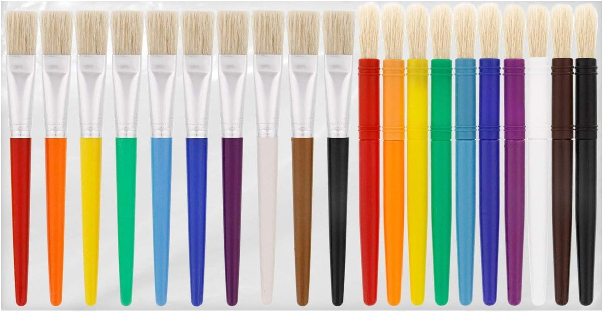 U.S. Art Supply 10-Piece Thick Paint Brush Set - Assorted Hog Bristle - image 2