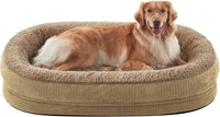 JOEJOY XL Orthopedic Dog Bed for Large Dogs, 360° Oval Bolster - Light Brown / 45"l X 32"w X 7.5"th