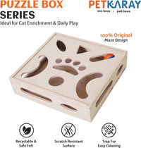 PETKARAY Cat Tunnel, Original Cat Hideaway Cave for Indoor Cats - Cat Puzzle Toy Box / Beige - image 2