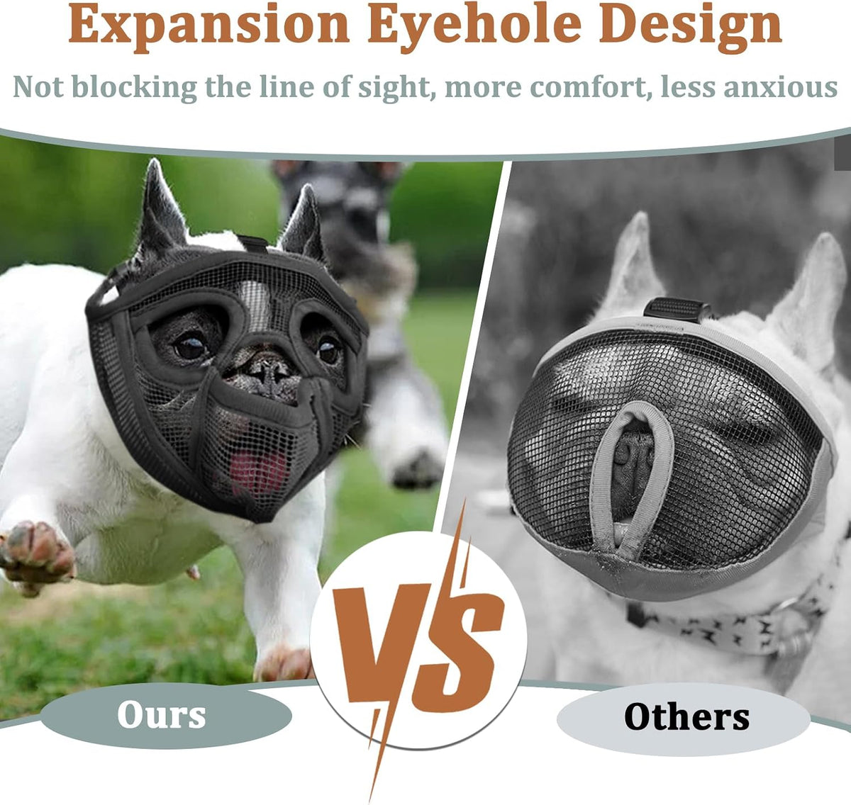 Mesh Short Snout Dog Muzzle with Anti-Eating Design for Frenchie – Essentials for Dogs - Black / XS [Head Cir: 13"-14.5"] - image 3