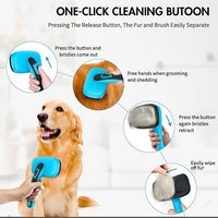 3 PCS Dog Grooming Brush Kit – Self Cleaning Slicker Brush for Shedding Short & Long Haired Dogs & Cats. Removes Loose Fur, Undercoat, Mats, Tangles for Small, Medium & Large Pets. Blue