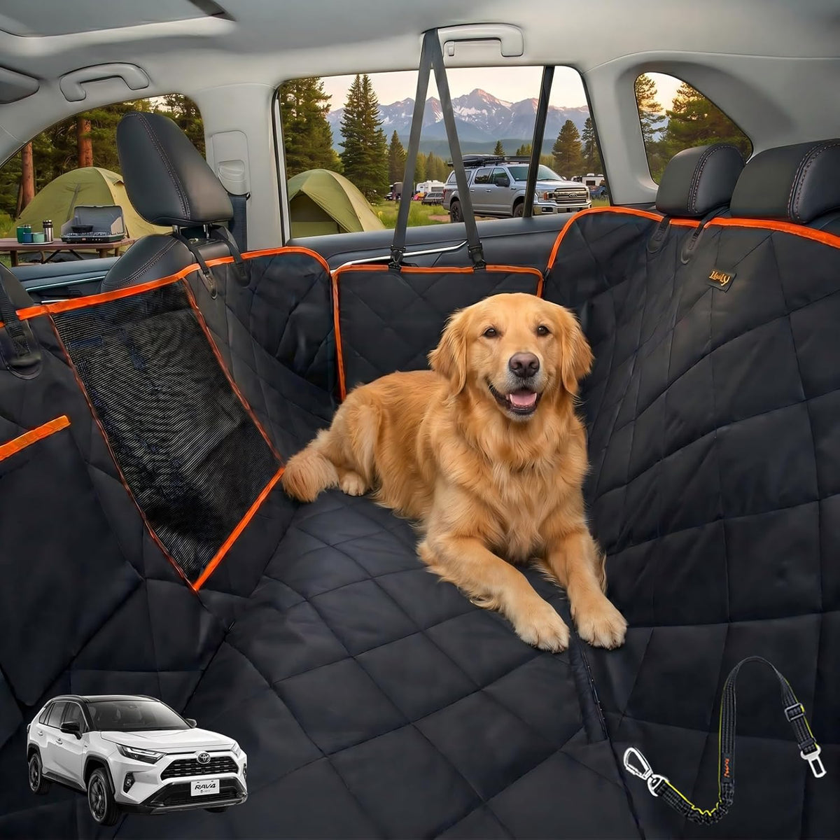 Luxury Dog Car Seat Cover for Back Seat Breathable Mesh Window Dog - Standard / BLACK