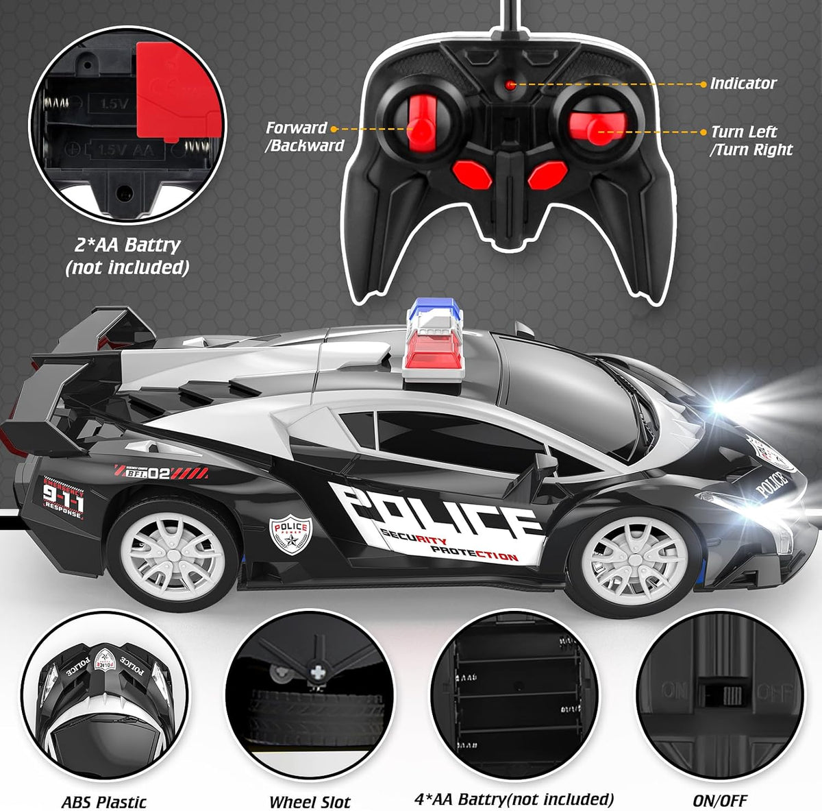 Growsland Remote Control Car for Kids - Black - image 3