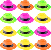 Super Z Outlet 12 Pack Neon Mafia Style Gangster Fedora Dress Hats