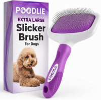Poodle Pet Slicker Brush, For Dogs, Cats, and Rabbits - Purple / Large Size