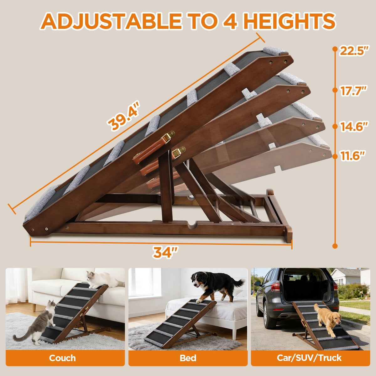 Dog Ramp for Bed, Extra Wide 17’’ - Black / Large - image 4