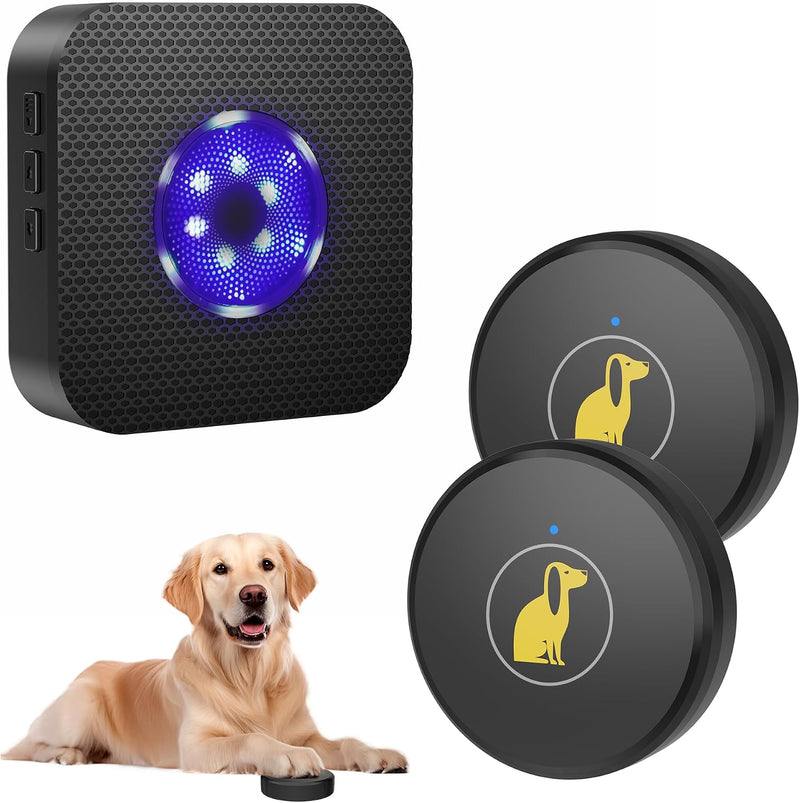 TECKNET Dog Door Bell, Dog Bells to Go Outside with 55 Melodies - Black