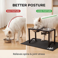 Elevated Dog Bowls, Metal Raised Dog Bowl Stand with 2 Thick 58oz Stainless Steel Food Bowls - Black-85oz x 2 / Height: 13" - image 2