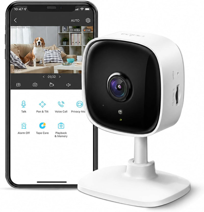 Tapo 1080P Indoor Security Camera, Baby Monitor, Dog Camera - 1080P / White / 1-Pack