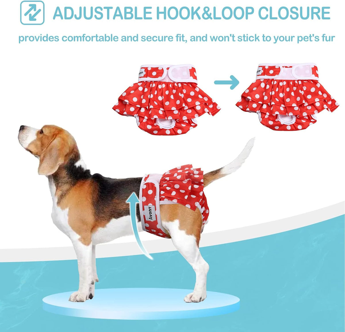 Avont 3 Pack Reusable Dog Diapers Female-Strawberry/Orange/Cherry – Essentials for Dogs - Dot Pattern - Black/Red/Green / S - image 2