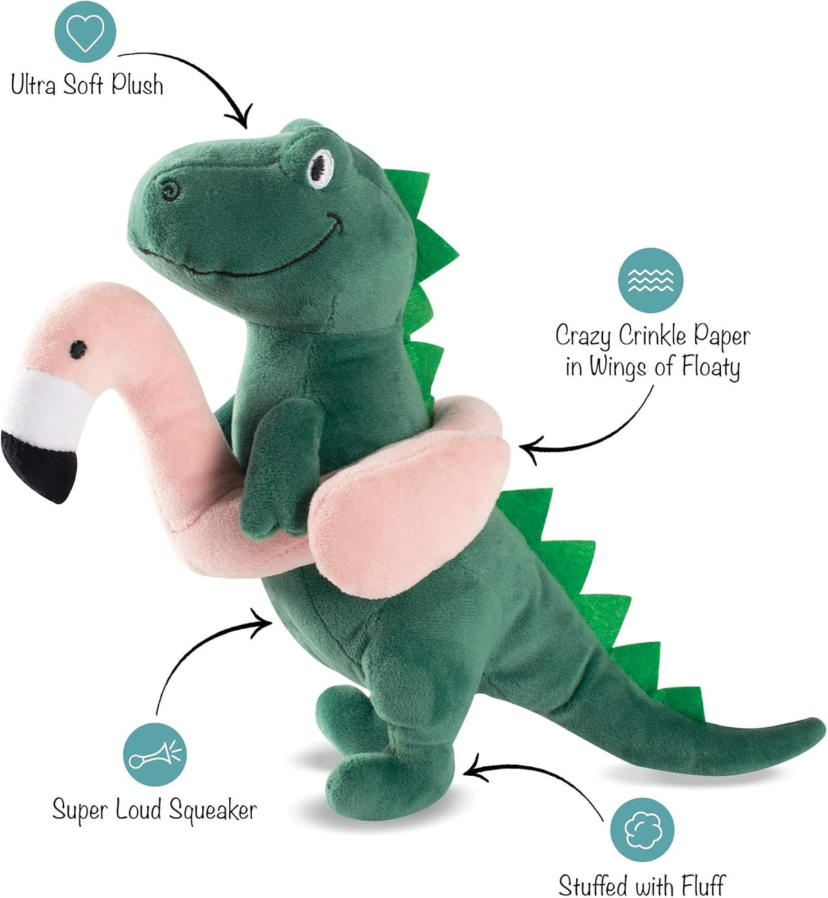 Fringe Studio Dog Plush Pet Toy with Squeaker - Pool Time Rex - image 2