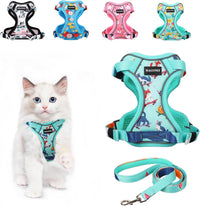 Cat Harness and Leash Set[MAX Safety 4th-Gen] Cute Escape Proof Vest - H603 Pro Purrfect Green / X-Small (4-6lb)