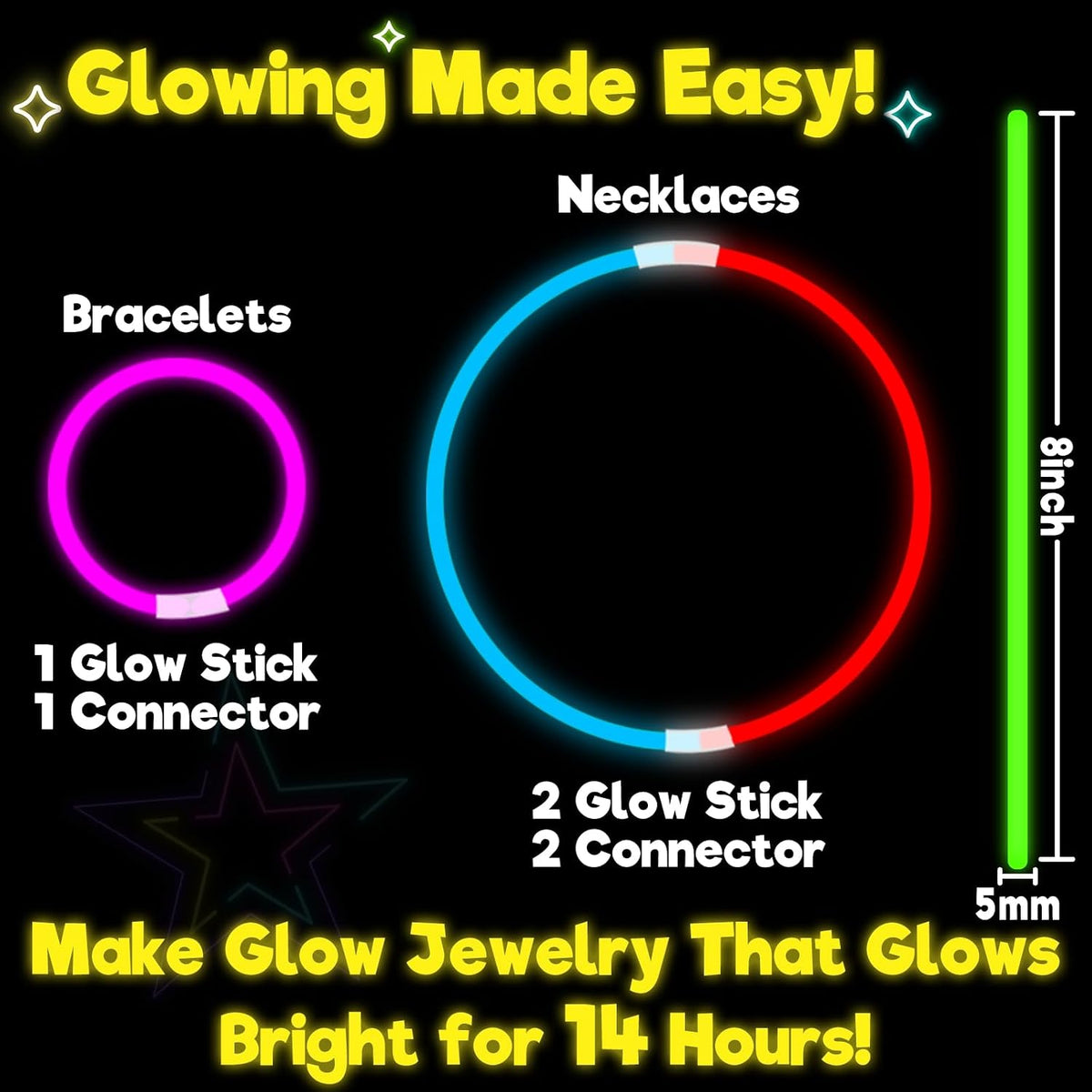 500 Pack Glow Sticks Bulk Party Pack Bright Glow in the Dark Party - 240 - image 2