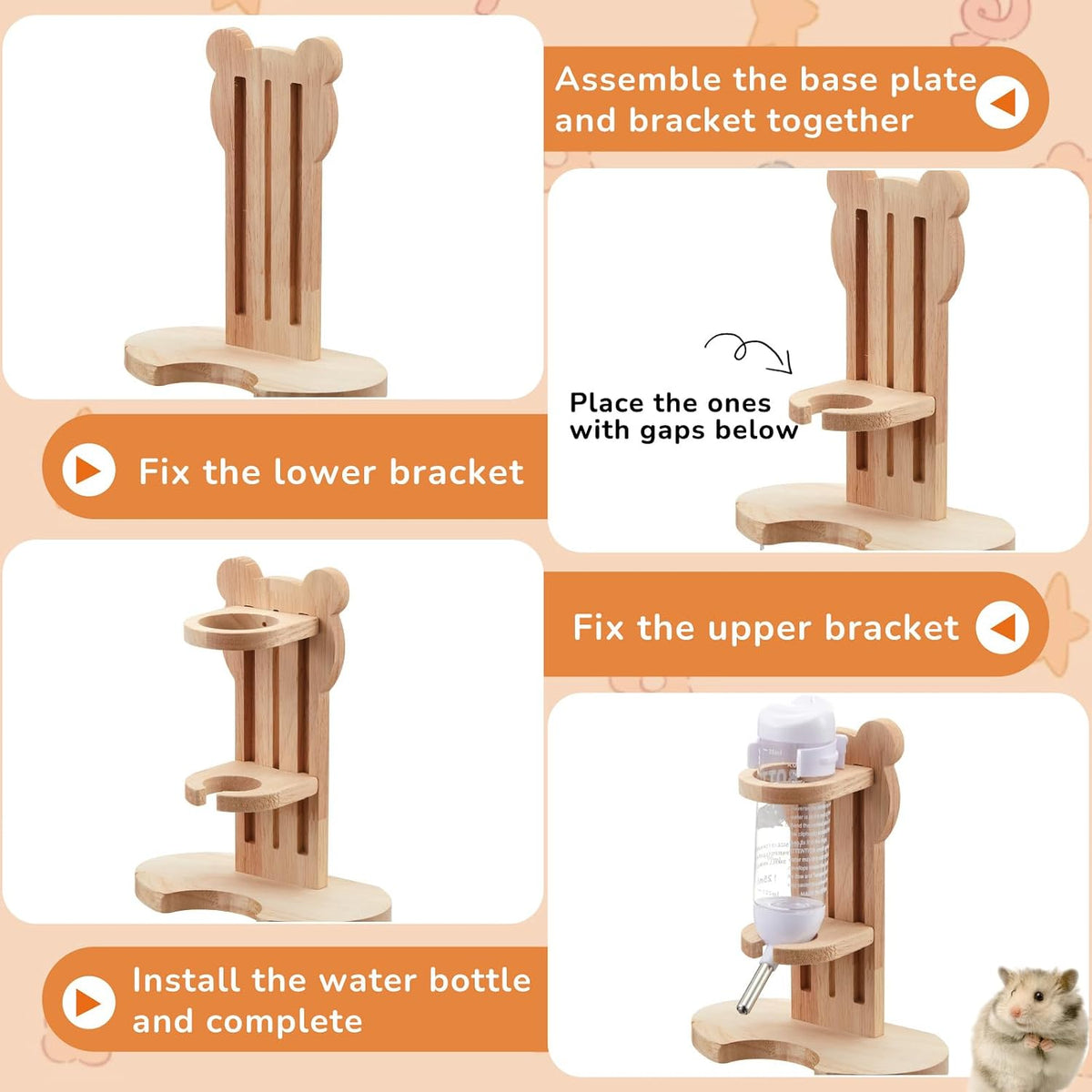 18 Pcs Hamster Cage Accessories Set with Hamster Wheel Maze House – Essentials for Small Pets - Mixed Play Style - image 3