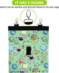 Rabbit Hay Feeder Bag Hanging Hay Rack – Essentials for Small Pets - 2 Windows / Pattern Green - image 3