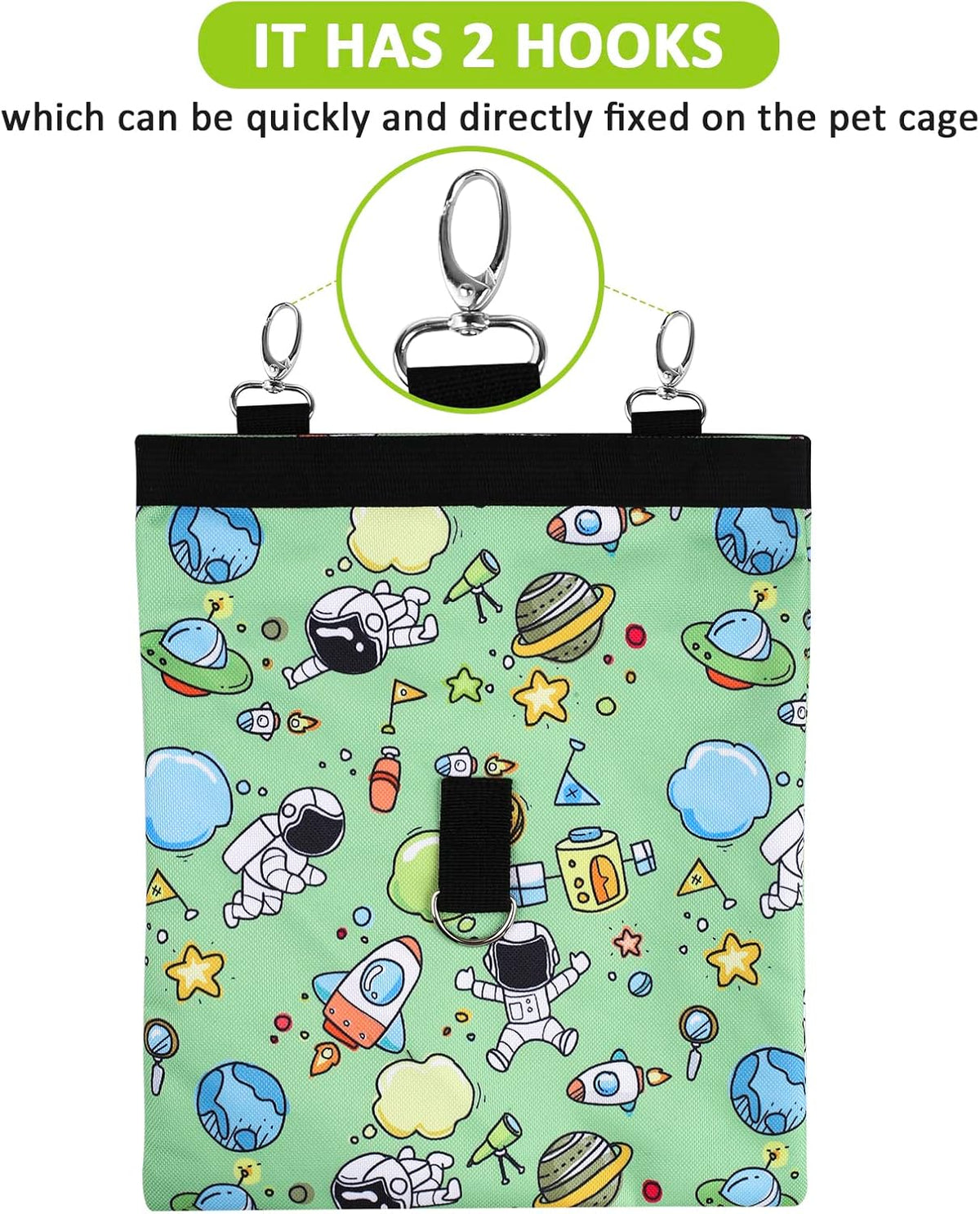 Rabbit Hay Feeder Bag Hanging Hay Rack – Essentials for Small Pets - 2 Windows / Pattern Green - image 3
