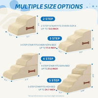 Dog Stairs 3-Step for Small Dogs and Cats to Get on Bed and Furniture/Windows, Pets Can Climb, Sit, or Perch to Look Out Windows, Extra Wide Dog Steps, Non-Slip Waterproof Fabric Cover, Beige（15.7" H）
