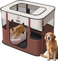 Foldable Pet Cat Playpen, Indoor Cat cage Crates S - Brown / Large（35.4"L x 27.6"W x 23.6"H）