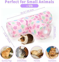 Guinea Pig Tunnel Hideout 3-Way Collapsible Small Pet Tubes - Flower