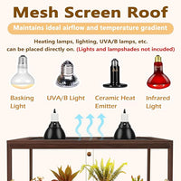 PROLEE Bearded Dragon Tank,34 Gallon Reptile Tank with Meatl Mesh Roof and Front Sliding Door, Anti-Scratch Lizard Tank,Spacious Reptile Enclosure for Snakes,Lguanas, Chameleons(Walnut)
