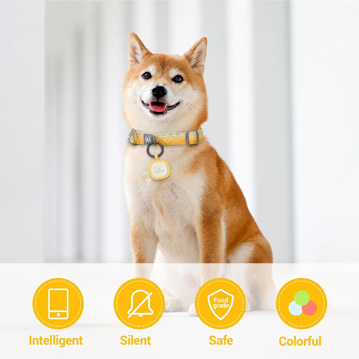 Pawaii Dog ID Tag, Silent Silicone QR Code Tag, Scan Alerts - Light Orange - image 3