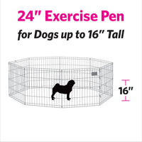 MidWest 30-Inch Exercise Pen, Single Door, 16 Sq Ft Play Area – Essentials for Dogs - Black No Door / 24" H - image 4