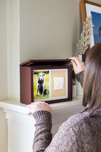 Pearhead Pet Ceramic Forever in Our Hearts Urn, Pet Memorial - Espresso Clay Pawprint Urn - image 2