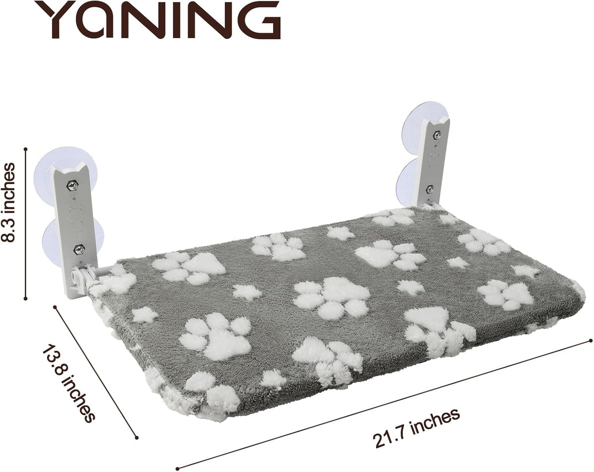 Cute Cat Window Perch, Foldable Cat Window Hammock, Purple – Essentials for Cats - Large (no mesh cover) / Grey Paw - image 3
