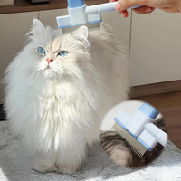 Cat Comb Pet Comb Self Cleaning Upgraded Cat Brush for Long Haired - Blue - image 3