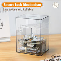 Hicocool Clear Acrylic Piggy Bank with Lock & Key - Brown - image 2