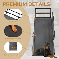 Dog Ramp for Bed, 5 Level Adjustable Dog Ramp for High Beds, Upgrade Rubber Mat High Traction Ramp with Safety Rails, Folding Pet Ramp for Bed, Couch,SUV, Natural Wood Pet Ramp for Small & Old Dogs