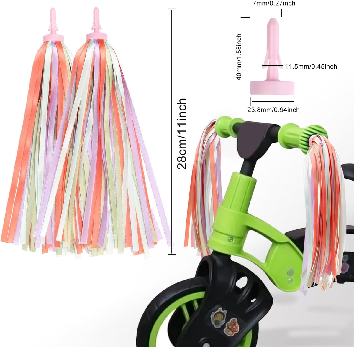 Bike Streamers Bike Tassels for Kids 1 Pair - Peach - image 3