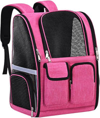 Pet Backpack, Airline Approved Dog Backpack, Cat Bag for Travel Hiking Bike Riding Walking Outdoor, Cat Backpack with Breathable Mesh(Pink)