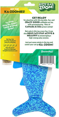 ZOOMIE Shark Kicker - Refillable Catnip Toy + Catnip | High Potency Hand Harvested Fresh | Soft Plush for Engaging Play