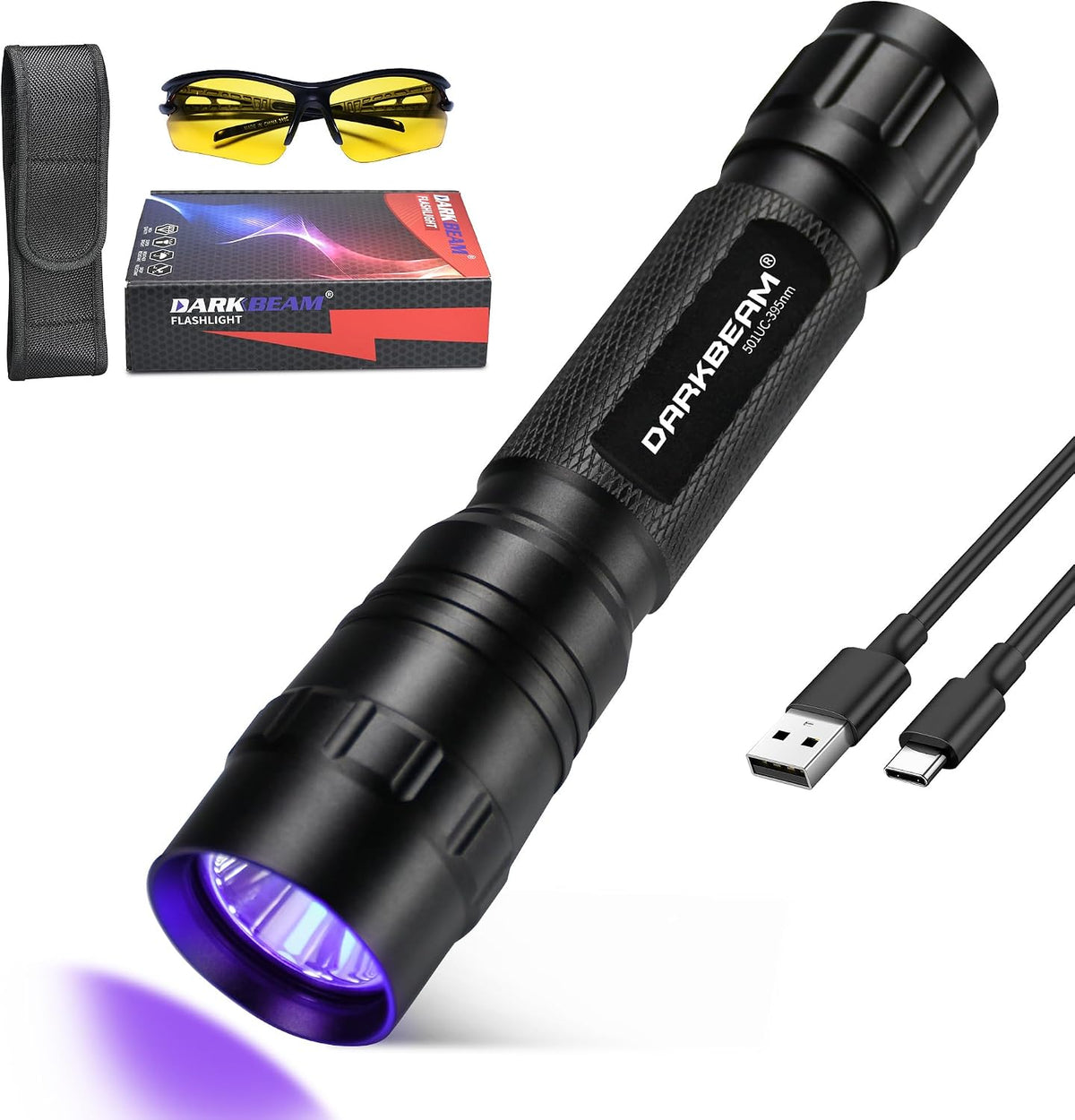 DARKBEAM UV Flashlight 365 nm Light Blacklight - UV 395nm (Violet) / Mini - 501UC
