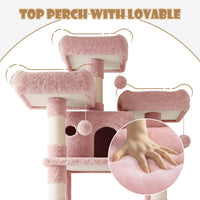 SHA CERLIN 68 Inches Multi-Level Large Cat Tree for Large Kitties/Big - 81in / Pink - image 4