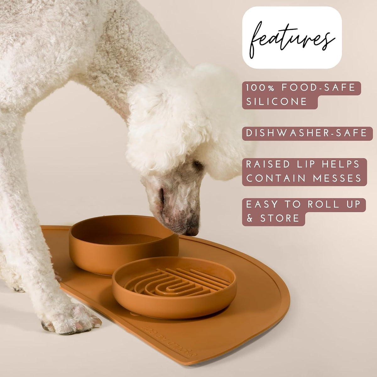 Silicone Dog Food Mat, Pet Placemat, 21" x 10.5" Deep - Sage / Large - image 3