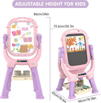 Kids Easel for Toddler Age 3 4 5 Magnetic Double-Sided Drawing Board - Pink - image 2