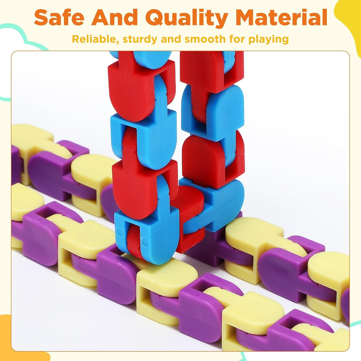 Sotiff wacky tracks fidget toys, 60 pack of clicking snap link chains in assorted colors - view 14