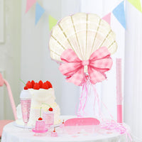 Feifeiya pink bow piñata with pink and white bat, eye masks and confetti - view 17