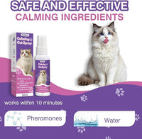 Cat Calming Spray 60 ML 2 Pack Calming Solution for Cats Cat Pheromone Spray Reduces Stress Anxiety Scratching Calming Spray for Cats Good for Home Travel Cat Pheromones Calming Spray