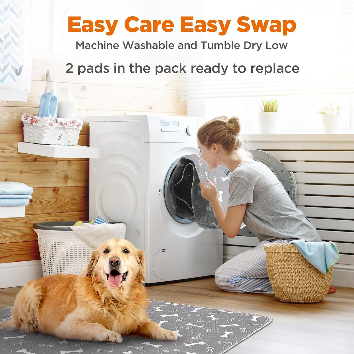 Washable Pee Pads for Dogs, 18"x24" - Gray / 31*36 Inch (Pack of 2) - image 4