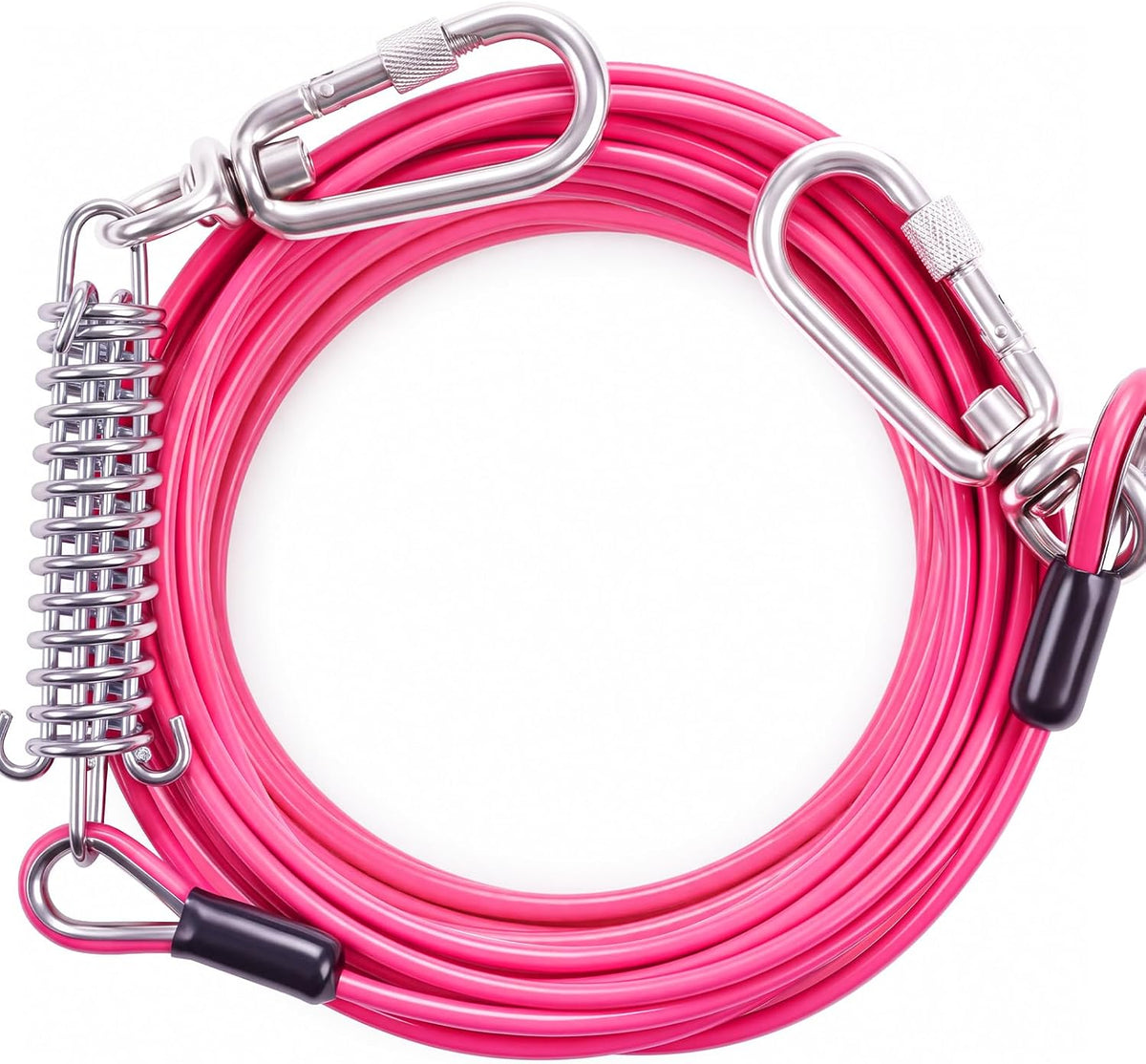 Tie Out Cable for Dogs, 50FT Dog Leads for Yard Chew Proof, Heavy Duty Leash for Large Dogs Up - 250lbs / 10ft / Pink