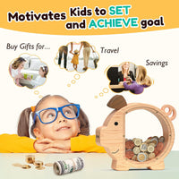 Summidate Pink Piggy Bank for Kids Girls - Default Wood Piggy / Standard - image 4